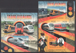 Burundi 2012 German Trains 2 S/s, Imperforated, Mint NH, Transport - Railways - Trenes