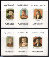 Ajman 1972 Dürer Paintings 6 S/s, Imperforated, Mint NH, Art - Dürer, Albrecht - Paintings - Ajman