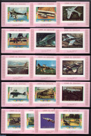 Umm Al-Quwain 1982 Aviation 16 S/s, Imperforated, Mint NH, History - Transport - Militarism - Aircraft & Aviation - Militaria