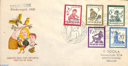 Netherlands 1950 Child Welfare 5v, FDC, Open Flap, Stamped Address, First Day Cover - Cartas & Documentos