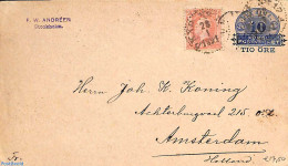 Sweden 1891 Envelope 10o, Uprated To Hallond, Used Postal Stationary - Lettres & Documents