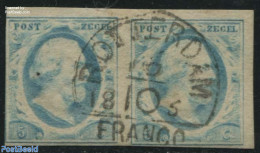 Netherlands 1852 5c, Used Pair, ROTTERDAM-C, Used Stamps - Used Stamps