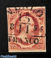 Netherlands 1852 10c, Used, VENLO-B, Used Stamps - Oblitérés