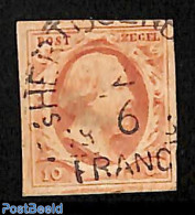 Netherlands 1852 10c, Used, 'S HERTOGENBOSCH-C, Used Stamps - Usados