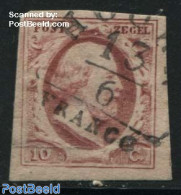 Netherlands 1852 10c, Used, HOORN-A, Used Stamps - Usados