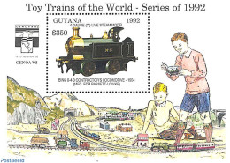 Guyana 1992 Bing Locomotive S/s, Mint NH, Transport - Various - Railways - Toys & Children's Games - Treinen