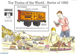 Guyana 1992 Blue Ribbon Beer Refigerator Car S/s, Mint NH, Transport - Various - Railways - Toys & Children's Games - Eisenbahnen