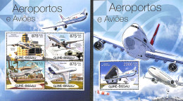 Guinea Bissau 2012 Airports And Planes 2 S/s, Mint NH, Transport - Aircraft & Aviation - Airplanes