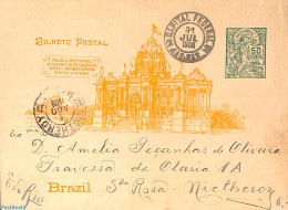 Brazil 1908 Illustrated Postcard 50R , Used Postal Stationary - Brieven En Documenten