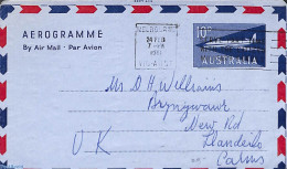 Australia 1961 Aerogramme 10d, Used Postal Stationary, Transport - Aircraft & Aviation - Lettres & Documents