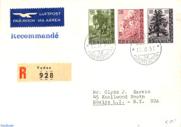 Liechtenstein 1957 Trees 3v, FDC, First Day Cover, Nature - Trees & Forests - Storia Postale