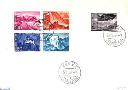 Liechtenstein 1959 Definitives 5v, FDC, First Day Cover - Cartas & Documentos