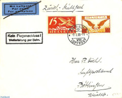 Switzerland 1935 Airmail Letter, Onward By Train, Postal History - Storia Postale