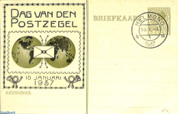 Netherlands, Fdc Stamp Day 1937 Postcard 5c, Stamp Day, Used Postal Stationary, Stamp Day - Día Del Sello