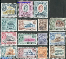 Cyprus 1960 Definitives Overprints 15v, Unused (hinged), History - Science - Transport - Coat Of Arms - Mining - Railw.. - Ongebruikt