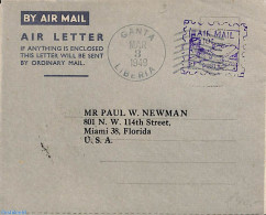 Liberia 1949 Aerogramme 10c To USA, Used Postal Stationary, Transport - Aircraft & Aviation - Flugzeuge