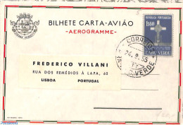 Cape Verde 1955 Aerogramme 1.60 To Portugal, Used Postal Stationary - Islas De Cabo Verde