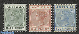 Antigua & Barbuda 1882 Queen Victoria 3v, WM CA-Crown, Unused (hinged) - Antigua E Barbuda (1981-...)