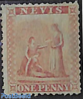 Nevis 1861 1d, Perf. 13 On Bluish Paper, No Gum, Stamp Out Of Set, Unused (hinged) - St.Kitts E Nevis ( 1983-...)