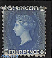 Saint Vincent 1861 4d Blue, No WM, Perf. 11, Unused (hinged) - St.Vincent (1979-...)