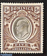 Dominica 1907 5sh, WM Multiple CA-Crown, Stamp Out Of Set, Unused (hinged) - Repubblica Domenicana