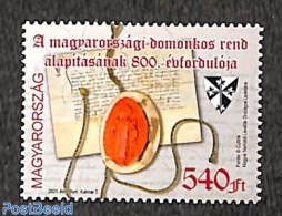 Hungary 2021 800 Years Dominican Order 1v, Mint NH, Religion - Religion - Art - Handwriting And Autographs - Nuevos