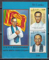 SRI LANKA,  1999, S.W.R.D. Bandaranaike, , MS, Miniature Sheet, MNH, (**) - Sri Lanka (Ceilán) (1948-...)