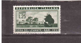 1952 L.25 FIERA DEL LEVANTE BARI - 1946-60: Mint/hinged