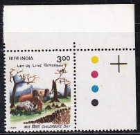 T/L 'Let Us Live Tomorrow' Barrren Tree. Environmnet Protection, Nature, India MNH 1999. Childrens Day Elephant Rhino, - Unused Stamps