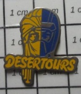 1818A Pin's Pins / Beau Et Rare / MARQUES / DESERTOURS TETE DE TOUAREG BLEU ET JAUNE - Marcas Registradas