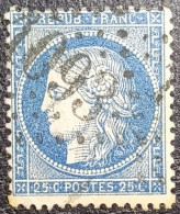 N°60A. Cérès 25c Bleu. Oblitéré Losange G.C. N°1093 COMMERCY - 1871-1875 Ceres