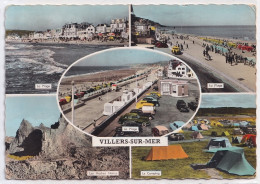 14) VILLERS SUR MER - LA PLAGE - LES ROCHES NOIRES - LE CAMPING AUTO D ' EPOCA  - EN  1961  - ( 2 SCANS ) - Villers Sur Mer