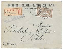 Merson 120 Sur Lettre Banque HongKong & Shangaï Recommandée De LYON Terreaux Pour BALE Suisse - Cad Hexagonal De 1915 - Oorlog 1914-18