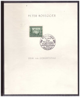 Dt- Reich (024151) Propaganda Gedenkblatt Peter Rosegger Zum Geburtstagmit SST Krieglach 31.7.1943 - Storia Postale