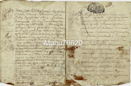 Ref 2 - RARE!, Lettre, Document Notarial Du Seigneur Alexandre Robert Louis Malet De Cramesnil, Né 1689 Et Décès 1731. - Manuskripte