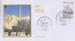 Enveloppe   FDC   1er  Jour    FRANCE   Cathédrale   NOTRE  DAME   PARIS - PHILEX    2016 - 2010-2019