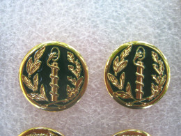 2 INSIGNES DE COL ARMEE FRANCAISE PHARMACIEN DU SERVICE DE SANTE DES ARMEES (FOND VERT) NEUF FAB. CHOLET - Medicina