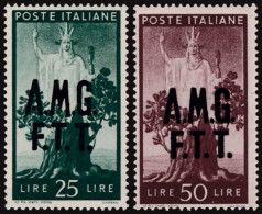 ITALIA TRIESTE A 1947 DEMOCRATICA 25 E 50 LIRE (Sass. 14, 16) NUOVI INTEGRI ** - Nuevos