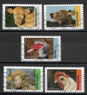 France 2017 Oblitéré Autoadhésif  N° 1394 - 1393 - 1394 - 1395 - 1397  "  Animaux D'élevage  " - Used Stamps