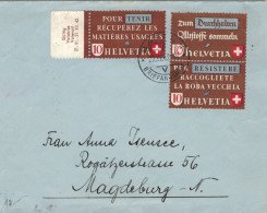 Basel Briefannahme 1942 > Magdeburg - Zum Durchhalten Altstoffe Sammeln Dreisprachig - Allonge - Storia Postale