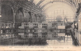 75-PARIS INONDATIONS 1910 LA GARE DU QUAI D ORSAY-N°T1071-C/0167 - Überschwemmung 1910