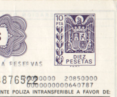 España 1977—Papel Timbrado—Póliza TITULACIÓN DE SUSCRIPCIONES—Timbre Fiscal 10 Pta - Steuermarken