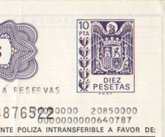 Póliza De TITULACIÓN DE SUSCRIPCIONES—Timbre Clase única, 10 Ptas—Timbrología—Entero Fiscal 1977 - Revenue Stamps