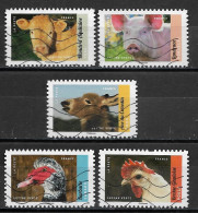 France 2017 Oblitéré Autoadhésif  N° 1391- 1392 - 1393 - 1394 - 1397  -  "  Animaux D'élevage  " - Used Stamps