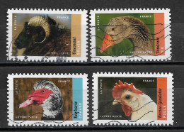 France 2017 Oblitéré Autoadhésif  N° 1386 - 1390 - 1394 - 1397  -  "  Animaux D'élevage  " - Used Stamps