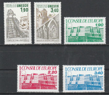 France Service N° 91 à 95 ** UNESCO Et Conseil De L'Europe 1986 - Mint/Hinged