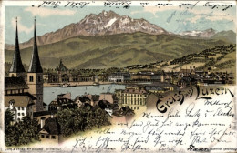 Lithographie Luzern Stadt Schweiz, Gesamtansicht - Other & Unclassified