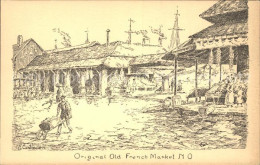 11712626 New_Orleans_Louisiana Original Old French Market History Illustration K - Other & Unclassified