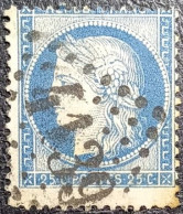 N°60A. Variété. Cérès 25c Bleu. Oblitéré Losange G.C. N°4139 Verdun-sur-Meuse - 1871-1875 Ceres
