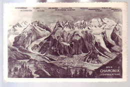 74 - CHAMONIX - CARTE ILLUSTRÉE - LA VILLE ET CHAINE DU MONT-BLANC - - Chamonix-Mont-Blanc